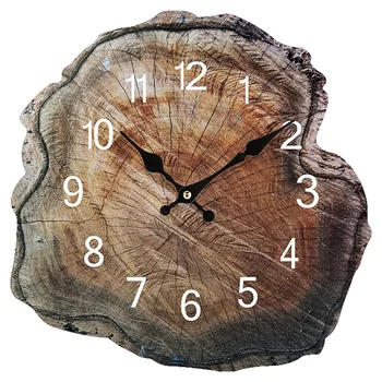 12-дюймовые Деревянные настенные часы Имитация Годового кольца Деревянные настенные часы Часы для гостиной Украшения домашнего офиса