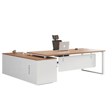 Горячая продажа Современный Дизайн L-образный Стол Высокотехнологичный Офисный стол из современного белого дерева Стол исполнительного менеджера Офисный стол с выдвижными ящиками