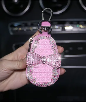 Чехол для ключей от автомобиля с украшением в виде кристалла Hulu Bow, подвесная сумка для ключей от автомобиля