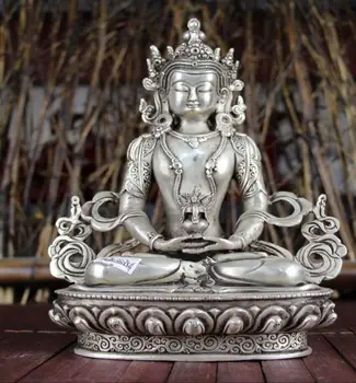 Медная статуя Медный позолоченный серебряный кабинет предметы домашнего обихода Ремесла, держащие цветы Будды в обеих руках