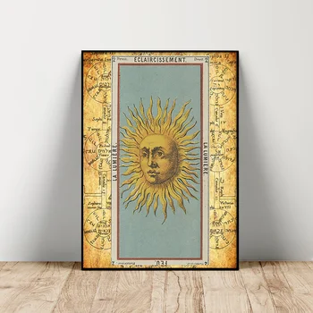 Художественный плакат с принтом Таро La Lumiere, Карта Солнца, Картина на холсте, оккультизм, Гадание, Настенная картина, Декор