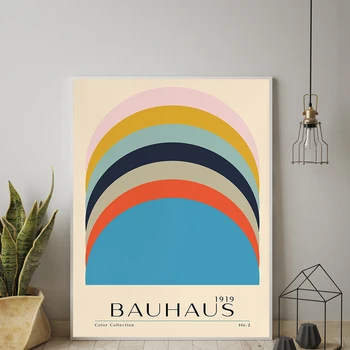 Выставочный плакат из цветной коллекции Bauhaus Современное абстрактное геометрическое настенное искусство в скандинавском стиле, холст, живопись, Принты, Картины, декор комнаты