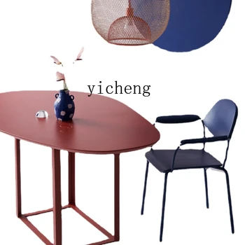 Прямоугольный стол Xl Современная минималистичная дизайнерская доска из кованого железа Нестандартной формы Креативный обеденный стол