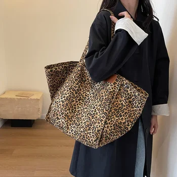 Леопардовый дизайн 2023, Корейская мода, большие сумки для покупок, Женская сумка, Женская сумка через плечо, сумка большой емкости, Женская сумка