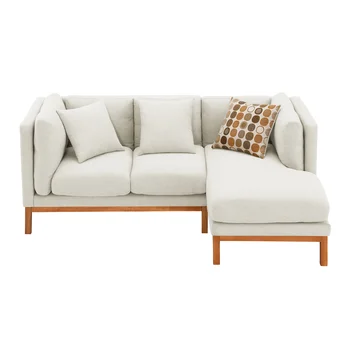 Современный секционный диван, L-образный диван с 3 бесплатными подушками, 4-местная мебель из льняной ткани для гостиной, офиса