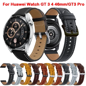 Кожаный Ремешок Для Часов Huawei Watch GT3 GT 3 Pro/GT4 GT 4/GT2 GT2 Pro 46 мм SE Браслет Ремешок 22 мм Smartwatch Band