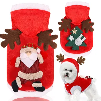 Рождественская одежда для собак, зимняя теплая одежда для домашних животных для маленьких средних собак, лося, Санта-Клауса, собаки, кошки, пальто, толстовки, рождественские костюмы для собак