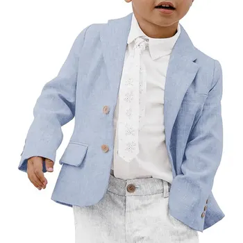 Льняной высококачественный костюм для мальчиков, куртки, однобортный повседневный блейзер для детей, верхняя одежда, новинка в коллекции Coat Summer Beach
