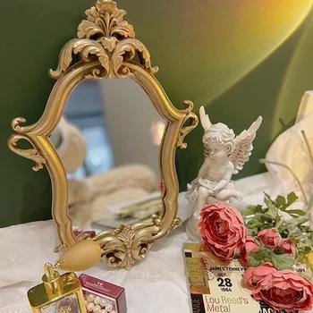 Художественное Винтажное зеркало на стене в гостиной, туалетный столик, Маленькая звезда, эстетическое зеркало, Роскошное Золотое Подвесное украшение для дома