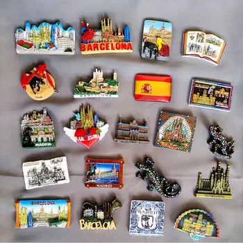 Испания страна Магнит на холодильник сувенир Мадрид Барселона магнитные магниты на холодильник из смолы, окрашенные декоративные ремесла
