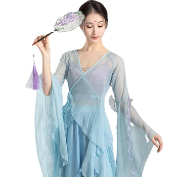 Комплект Женская рубашка Газовая одежда Свободные брюки Платье для классических танцев Одежда для упражнений Костюмы для старинных танцев