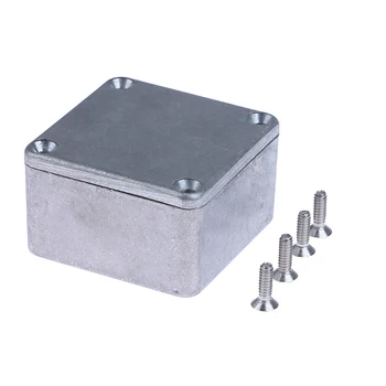 Серебристо-алюминиевый корпус, электронная коробка для проекта Stompbox, изготовленная под давлением, 1590 фунтов 50 * 50 * 3 мм