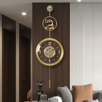 XK Современные легкие Роскошные часы Минималистичные Креативные Декоративные Настенные часы для гостиной Домашний Латунный Настольный будильник с отключением звука