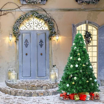 Искусственная рождественская елка премиум-класса зеленого цвета со складной металлической подставкой | Идеально подходит для домашнего, офисного декора