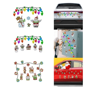Рождественские магниты, магнитная наклейка на автомобиль, Светоотражающие наклейки с гномами, Праздничное настроение для вашего автомобиля, холодильника, Гаража.