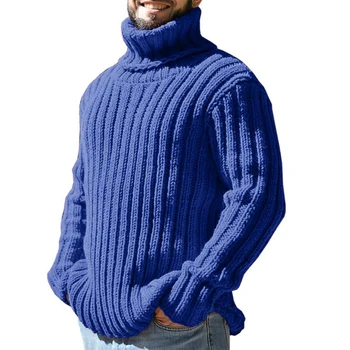 Улучшите свою модную игру с помощью этого мужского свитера с высоким воротом, однотонного вязаного пуловера, подходящего для разных сезонов.