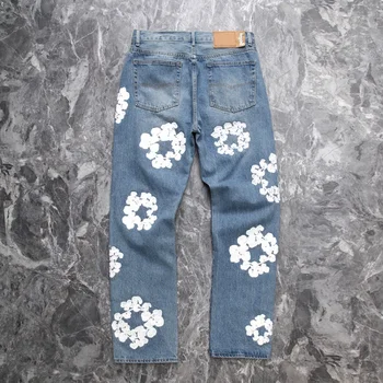 Высококачественные джинсы Kapok с вышивкой Для мужчин и женщин, винтажные выстиранные джинсы из денима