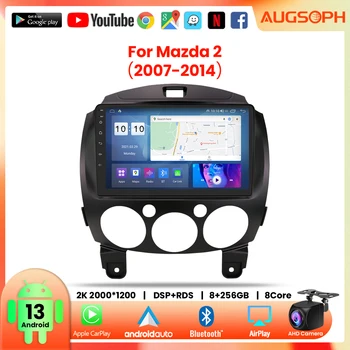 Автомагнитола Android 13 для Mazda 2 2007-2013, 9-дюймовый мультимедийный плеер 2K с 4G Carplay и 2Din GPS-навигацией.