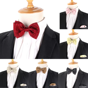 Наборы свадебных галстуков-бабочек, повседневные галстуки-бабочки для мужчин и женщин, однотонные мужские галстуки-бабочки, карманные квадратные вечерние галстуки-бабочки для жениха, набор подарков