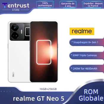 Глобальная встроенная память realme GT NEO5 NEO 5 5G Смартфон Snapdragon 8 + Gen 1 Мощностью 240 Вт С Частотой обновления 144 Гц, 50-Мегапиксельная Основная Камера, дисплей 1.5K