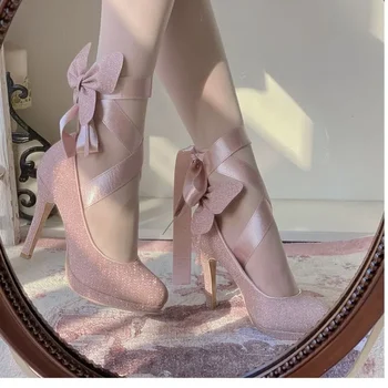 Каблуки с металлическим кольцом и пряжкой с острым носком, Весна 2024, Женская обувь для подиума в Париже, дизайнерские туфли-лодочки большого размера из натуральной кожи на шпильке