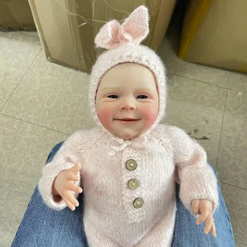 49 см Новый Возрожденный малыш Себастьян СмайлФейс Новорожденное мягкое тело для объятий 3D раскрашенная кожа с нарисованными от руки волосами Игрушки для детей
