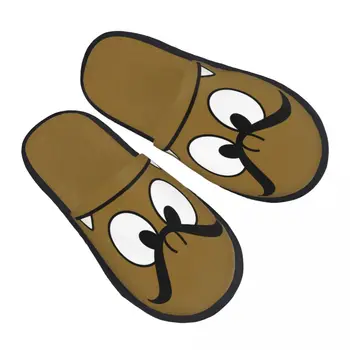 Мультяшная игра Коричневое лицо Goomba, уютные потертости, тапочки с эффектом памяти, женская домашняя обувь для спальни