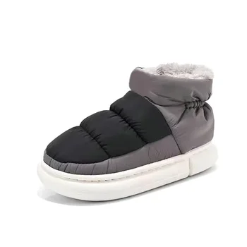 Женские зимние теплые ботинки 2023 года, хлопковая обувь из пуховой ткани для мужчин, уличные водонепроницаемые нескользящие мужские ботильоны на платформе