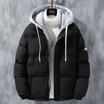 2023 Одежда больших размеров, поддельная хлопчатобумажная куртка из двух частей, теплая куртка с капюшоном для пары, модное пальто для мужчин, зимнее пальто