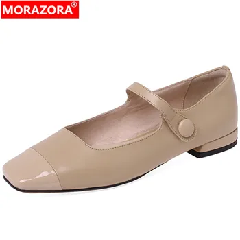 MORAZORA 2022 Новое поступление, Однотонные женские Простые туфли-лодочки, Обувь из натуральной кожи, Женская обувь на низком квадратном каблуке, Горячая распродажа