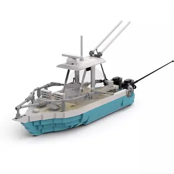 Модель рыбацкой лодки с двигателями, сиденьями, набор строительных игрушек 571 шт. MOC Build