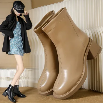 Женские ботинки на молнии, новинка 2023 года, зимняя обувь 