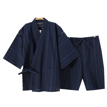 Высококачественное японское мужское кимоно с вышивкой, хлопковые японские шорты с коротким рукавом и домашний костюм