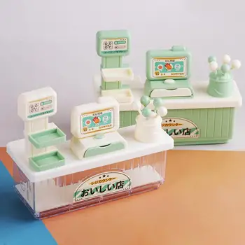 Имитационная модель кассира супермаркета, Реалистичный кукольный домик, мини-кассовый аппарат, Набор игрушек для детских игр понарошку, Открывающий ящик