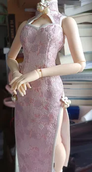 Розовая Вышитая Одежда 1/4 BJD Кукла Cheongsam FL Размер груди C Бесплатная Доставка