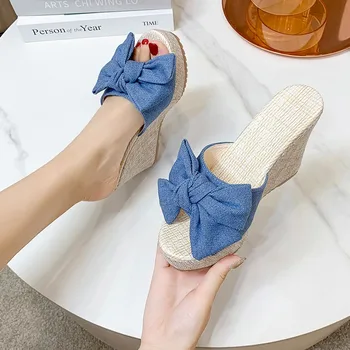Обувь Sweet Butter Knot, Модная удобная нескользящая обувь для вечеринок на высоком каблуке, босоножки с открытым носком, новинка лета 2023, женские тапочки.