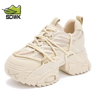 SDWK/ Массивные кроссовки, женская вулканизированная обувь из натуральной кожи, весенние женские кроссовки с круглым носком ручной работы QA013