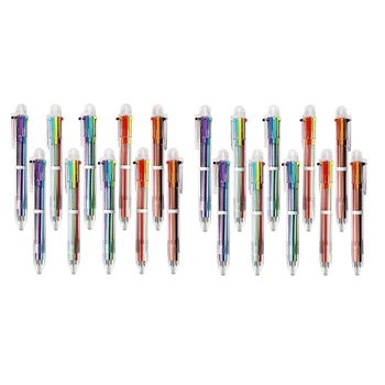 20 Упаковок Многоцветных Выдвижных Шариковых Ручек 6-В-1 толщиной 0,5 мм С Красочными Чернилами, Многоцветная Ручка Для Школы