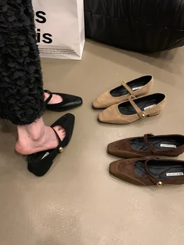 Повседневные короткие туфли-лодочки Без застежки на каблуке; Женская обувь на низком каблуке; Коллекция 2023 года; Баскетбольная платформа на шнуровке С квадратным носком; Пикантные Босоножки Mary Jane Foo