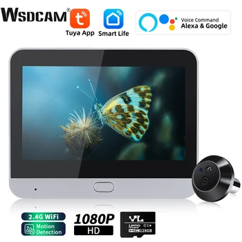 WSDCAM 4,3-дюймовый ЖК-WiFi Видео Дверной Звонок С Обнаружением Движения Смарт-Камера-Глазок 120 ° Широкоугольный Цифровой Глазок Ночного Видения