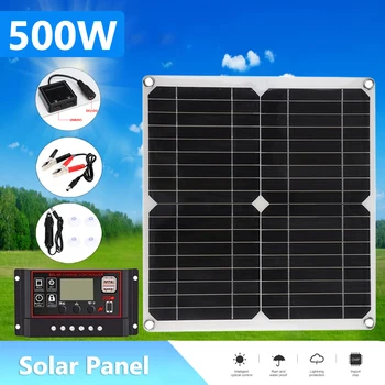 500 Вт Комплект Солнечных Панелей В комплекте С Двойным USB С Контроллером 10A-100A 18 В Солнечные Батареи Power Bank для Телефона RV Car Camping Outdoor