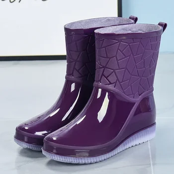 Женские непромокаемые ботинки, нескользящие резиновые галоши, модные износостойкие непромокаемые ботинки, уличная водонепроницаемая обувь для женщин, botas lluvia mujer