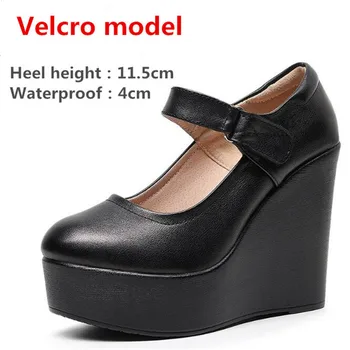 Размер33-43 Женская обувь из натуральной кожи, удобная обувь для ходьбы с круглым носком, женская повседневная обувь на платформе, женская обувь на танкетке с ремешком на щиколотке