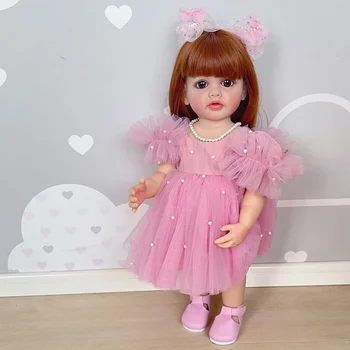 55-Сантиметровая Виниловая Возрожденная кукла для маленьких девочек Принцесса Бетти Реборн Куклы в розовом платье Подарки для детей Ivita Silicone Baby