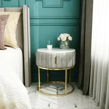 Скандинавский круглый прикроватный столик Креативный Современный минималистичный Удобный Маленький Спальный ящик Мраморный круглый прикроватный столик для домашней спальни
