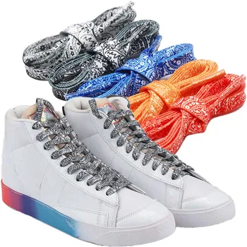 1 пара Цветков Кешью 8 мм Креативные Разноцветные Плоские шнурки из полиэстера для парусиновых туфель Белые туфли