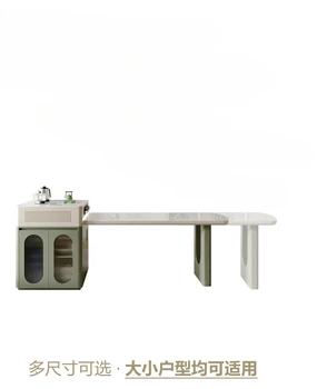 стол-остров из ветряной скалы, встроенная выдвижная бытовая небольшая многофункциональная микроволновая печь, зеленый островной столик для матча