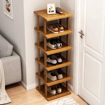Большая вместимость Узкий простой шкаф для обуви Дверь арендуемого дома Небольшое домашнее пространство для хранения в помещении Для экономии Бамбуковой стойки для обуви