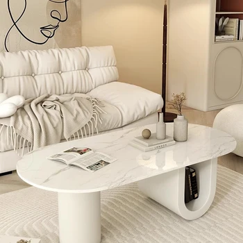 Журнальный столик белого дизайна, прямоугольник для гостиной, Эстетичный Роскошный журнальный столик, Винтажное украшение для дома