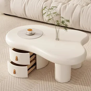 Журнальный столик для хранения в гостиной Trau, Маленький белый передвижной кофейный столик в скандинавском стиле, Боковая Минималистичная мебель Mesa De Centro